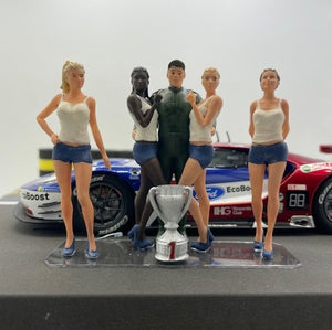 Gridgirls und Pilot in Farbe blau und weiss 1:24